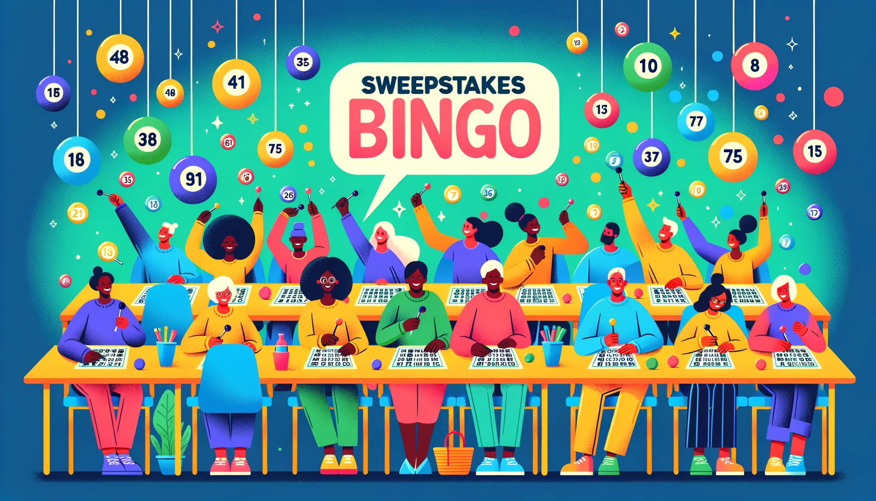 People playing sweepstakes bingo