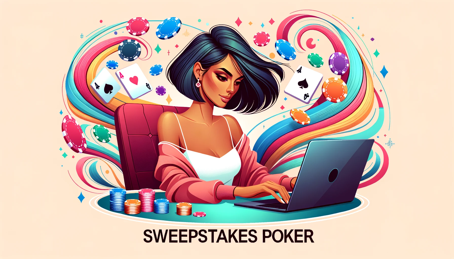 woman playing sweepstakes poker